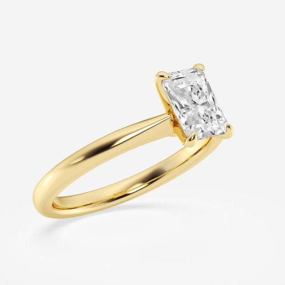 1 ctw Radiant Lab Grown Diamond Petite Solitaire Engagement Ring - Picture 4 of 6